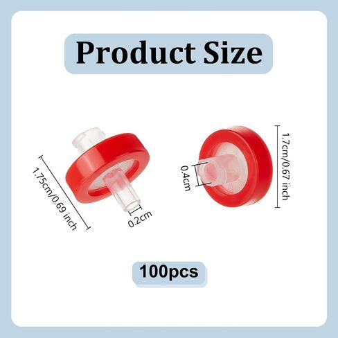 OLYCRAFT 100Pcs Red Syringe Filters Hydrophobic PTFE Membrane 17mm Diameter Lab PTFE Membrane PTFE Hydrophobic 0.22um Membranes Non-Sterile HPLC and GC Needle Filter for Spotting Lab Supplies in Saudi Arabia