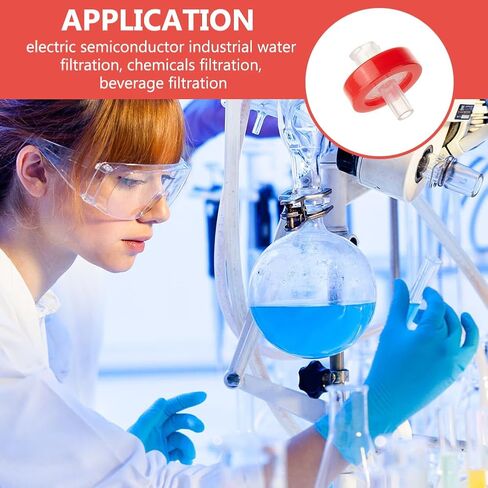 OLYCRAFT 100Pcs Red Syringe Filters Hydrophobic PTFE Membrane 17mm Diameter Lab PTFE Membrane PTFE Hydrophobic 0.22um Membranes Non-Sterile HPLC and GC Needle Filter for Spotting Lab Supplies in Saudi Arabia