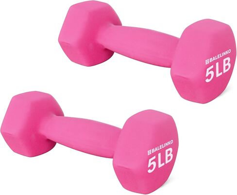 معدات الصالة الرياضية المنزلية من Balelinko، تدريبات القوة، فقدان الوزن، البيلاتيس، أوزان اليوغا، مجموعات أوزان مجانية للنساء والرجال وكبار السن والشباب، 5 رطل وردي، زوج in Kuwait