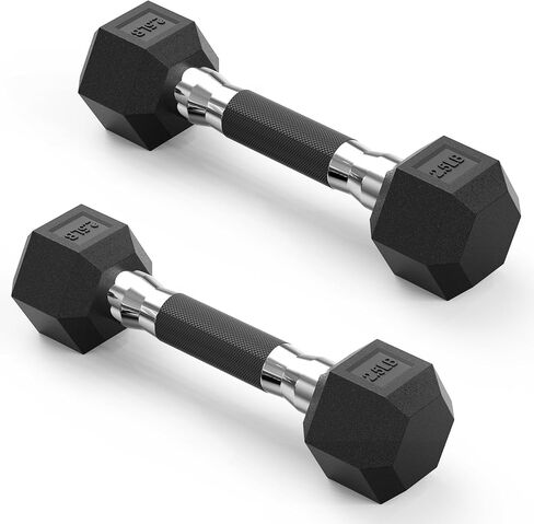 PAPABABE Hex Dumbbell Set with Rubber Grip 2.5-125lb, Odorless Rubber Coated Weight Fixed Dumbbells Set of 2, Weights for Women at Home, Hand Weights for Home Gym & Strength Training,Pesas Para Ejercicios in Saudi Arabia