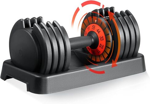 مجموعة دمبل قابلة للتعديل بوزن 25/55 رطل من SKOK، مجموعة دمبل أوزان قابلة للتعديل للرجال والنساء مع مقاومة للانزلاق وضبط الوزن بسرعة عن طريق تدوير مقبض الدمبل مع صينية in Kuwait