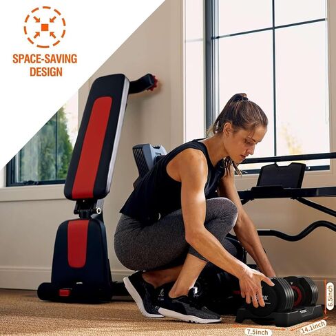 SKOK 25/55 lbs Pair Adjustable Dumbbells Set, Adjustable Weights Dumbbells Set for Men and Women with Anti-Slip Fast Adjust Weight by Turning Handle Dumbbell with Tray in Saudi Arabia