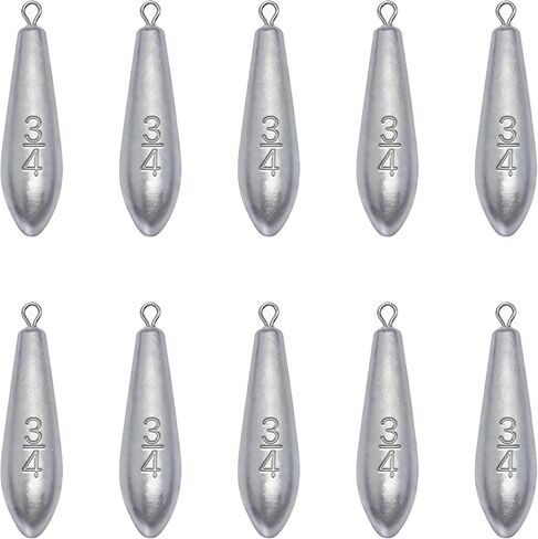 Fishing Weights Sinkers, Teardrop Drop Shot Weights for Bass Fishing | Pure lead teardrop sinkers with solid eyelets and streamlined shape for rocky or bottoms in saltwater and freshwater in Kuwait
