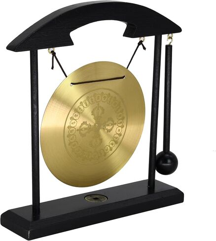 Owlgift الصيني Zen Feng Shui Gong Décor - Copper Gong مع حامل خشبي ｜ 7.9 بوصة زخرفة روحية للمنزل والتأمل وتطهير الطاقة in Kuwait