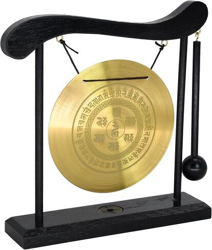 Owlgift الصيني Zen Feng Shui Gong Décor - Copper Gong مع حامل خشبي ｜ 7.9 بوصة زخرفة روحية للمنزل والتأمل وتطهير الطاقة in Kuwait