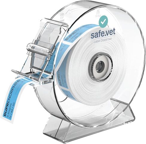 Veterinary Syringe Label Dispenser by Safe Vet | Connectable Countertop Injectable & Pharmacy Label Organizer for Vet Clinics, ICU, Surgery & Anesthesia in Saudi Arabia