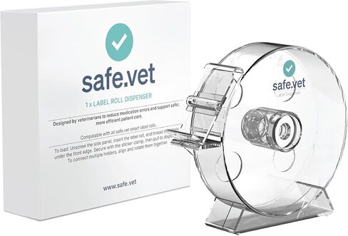 Veterinary Syringe Label Dispenser by Safe Vet | Connectable Countertop Injectable & Pharmacy Label Organizer for Vet Clinics, ICU, Surgery & Anesthesia in Saudi Arabia