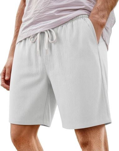 Mens Elastic Waist Shorts Drawstring Athletic Sweat Outdoor Comfy Casual Outfits with Pocket Gym Workout Shorts in Saudi Arabia