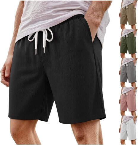 Mens Elastic Waist Shorts Drawstring Athletic Sweat Outdoor Comfy Casual Outfits with Pocket Gym Workout Shorts in Saudi Arabia