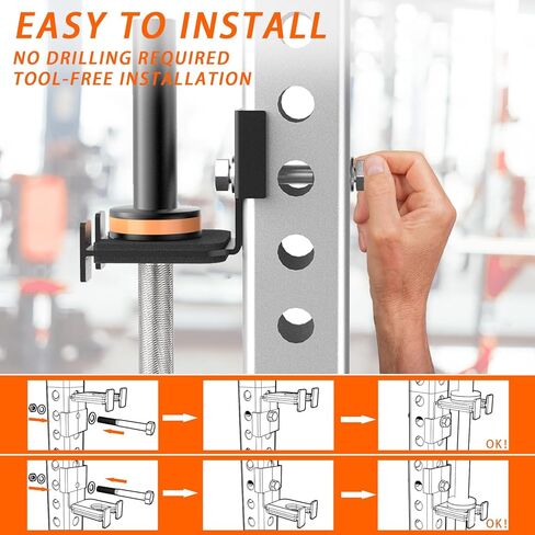 Heavy-Duty Steel Barbell Holder for 3x3 Inch Power Racksb No Drilling Required Fits 5/8’‘-1’’ Holes with Protective Rubber Padding Space-Saving Gym Storage Rack Secure Organizer for Olympic Bars in Saudi Arabia