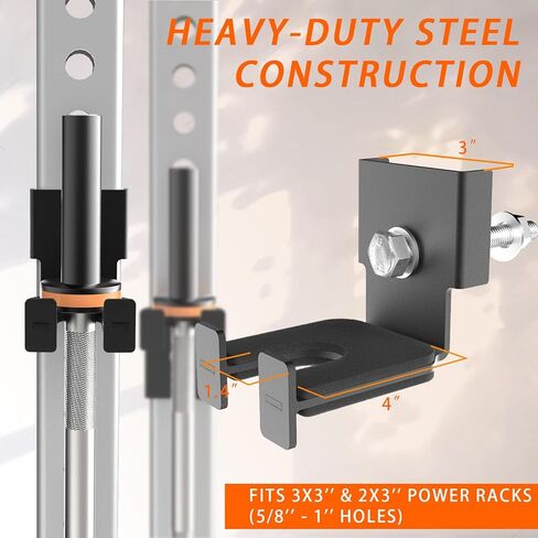 Heavy-Duty Steel Barbell Holder for 3x3 Inch Power Racksb No Drilling Required Fits 5/8’‘-1’’ Holes with Protective Rubber Padding Space-Saving Gym Storage Rack Secure Organizer for Olympic Bars in Saudi Arabia