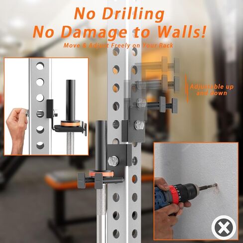 Heavy-Duty Steel Barbell Holder for 3x3 Inch Power Racksb No Drilling Required Fits 5/8’‘-1’’ Holes with Protective Rubber Padding Space-Saving Gym Storage Rack Secure Organizer for Olympic Bars in Saudi Arabia