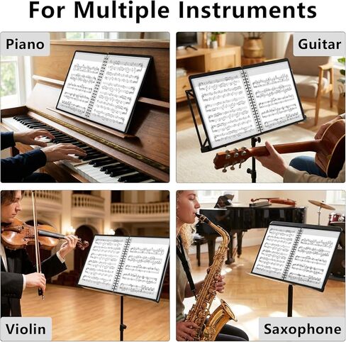 HOUYEE 1 Pack Sheet Music Folder,Spiral Binder Organizer for Music Stand,40 Plastic Sleeves Display 80 Pages, Fits Letter Size 8.5 x 11 Inch, Piano Sheet Music Holder For Choral Band Orchestra (Black) in Kuwait