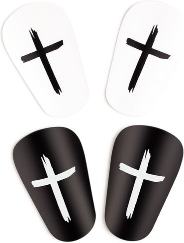 2 Pairs Mini Soccer Shin Guards for Kids, Youth & Adults - Ultra Lightweight Small Shin Pads with Comfortable Fit, Ideal for Football, Indoor Soccer & Training (Black & White) in Kuwait