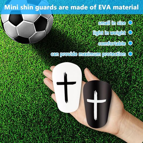2 Pairs Mini Soccer Shin Guards for Kids, Youth & Adults - Ultra Lightweight Small Shin Pads with Comfortable Fit, Ideal for Football, Indoor Soccer & Training (Black & White) in Kuwait