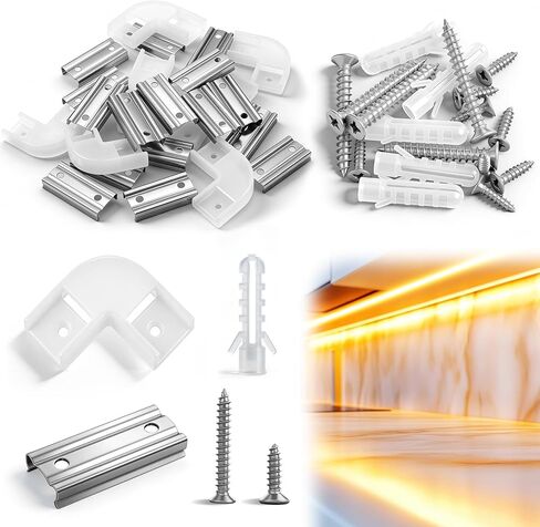 28 Pack LED Strips Connector kit Include L-Shape Corner Connector U Shape LED Aluminum Channel System and Screws in Saudi Arabia