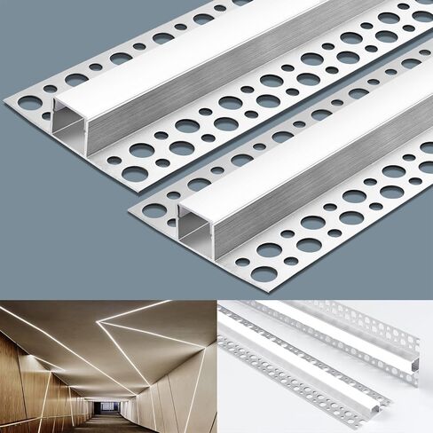 6 عبوات من الجبس في قناة Led مع ناشر أبيض حليبي 3.3FT/1M من الألومنيوم للحوائط الجافة على شكل حرف U مسار غائر بدون إطار للضوء الشريطي in Saudi Arabia