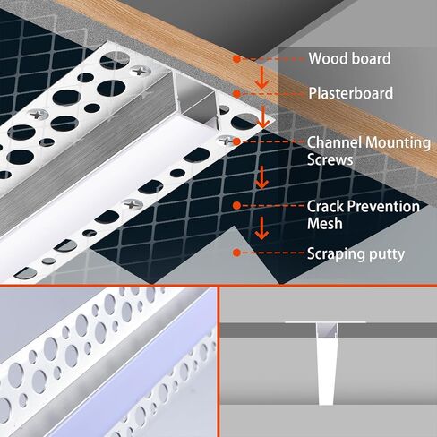 6 عبوات من الجبس في قناة Led مع ناشر أبيض حليبي 3.3FT/1M من الألومنيوم للحوائط الجافة على شكل حرف U مسار غائر بدون إطار للضوء الشريطي in Saudi Arabia