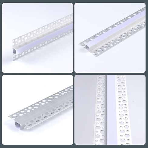 6 عبوات من الجبس في قناة Led مع ناشر أبيض حليبي 3.3FT/1M من الألومنيوم للحوائط الجافة على شكل حرف U مسار غائر بدون إطار للضوء الشريطي in Saudi Arabia