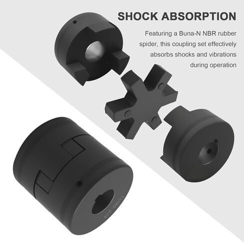 Coupling Coupler Set, 3/4" to 3/4" L090 Flexible L-Jaw Buna-N NBR Rubber Spider, for Log Splitter Hybrid Equipment Industrial Equipment Agricultural Equipment in Saudi Arabia