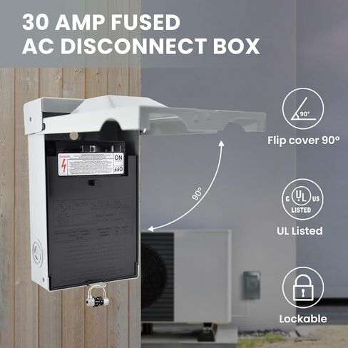 صندوق فصل التيار المتردد المنصهر بقدرة 30 أمبير في الهواء الطلق، 120/240 فولت تيار متردد، صندوق معدني سريع الفصل، صندوق كهربائي لمفتاح فصل لأنظمة التدفئة والتهوية وتكييف الهواء المقسمة الصغيرة، وتكييف الهواء التجاري المنزلي والخفيف in Kuwait