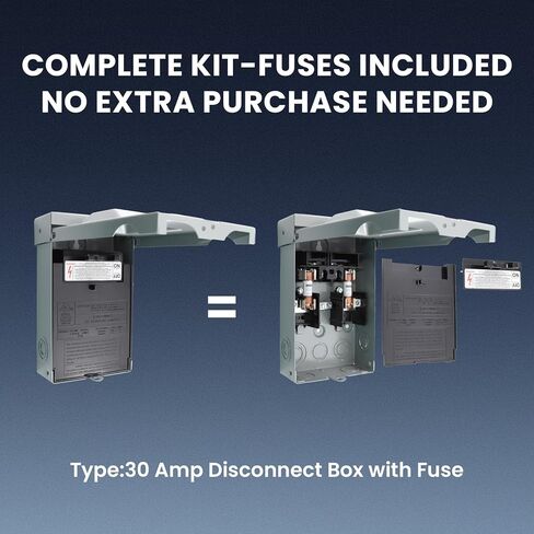 صندوق فصل التيار المتردد المنصهر بقدرة 30 أمبير في الهواء الطلق، 120/240 فولت تيار متردد، صندوق معدني سريع الفصل، صندوق كهربائي لمفتاح فصل لأنظمة التدفئة والتهوية وتكييف الهواء المقسمة الصغيرة، وتكييف الهواء التجاري المنزلي والخفيف in Kuwait