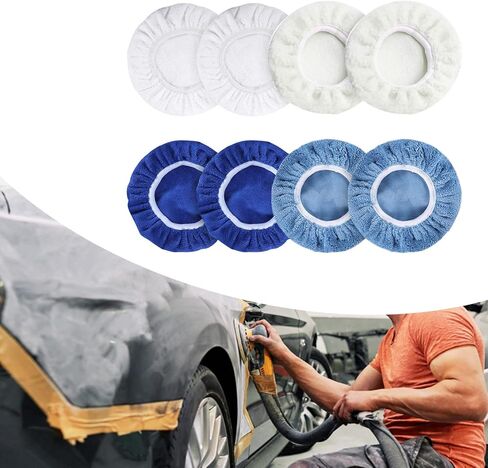 8pcs Car Polisher, Car Polishing Pad Bonnet Set, Microfiber Cotton Wool Fleece Buffing Pad Cover for 6in Polisher in Saudi Arabia