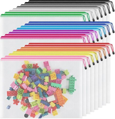 حقيبة أقلام رصاص من Smarpau، 24 حزمة 12 لونًا مقاس 9.3 بوصة × 4.7 بوصة، حقيبة أقلام رصاص شبكية صغيرة بسحاب، متعددة الأغراض مقاومة للماء بسحاب، حقائب أقلام رصاص للسفر وتنظيم المكتب in Kuwait