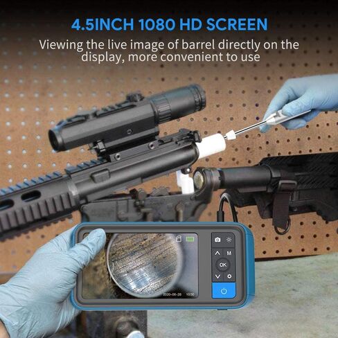 Teslong Rigid Rifle Borescope, 0.2inch Rod Digital Gun Barrel Bore Scope Gun Cleaning Camera-Fits .20 Caliber & Larger Hunting Shooting Firearms, 26inch Long Insertion Tube & 4.5inch 1080P HD Screen in Saudi Arabia