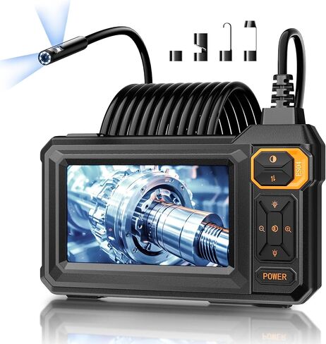 Dual-Lens Endoscope Camera with Light, 1080P Borescope Inspection Camera, 4.3" IPS Screen, 16.5FT Semi-Rigid Cable, 8 LEDs, IP67 Waterproof Inspection Tool for Automotive & Plumbing– Gadgets for Men in Saudi Arabia
