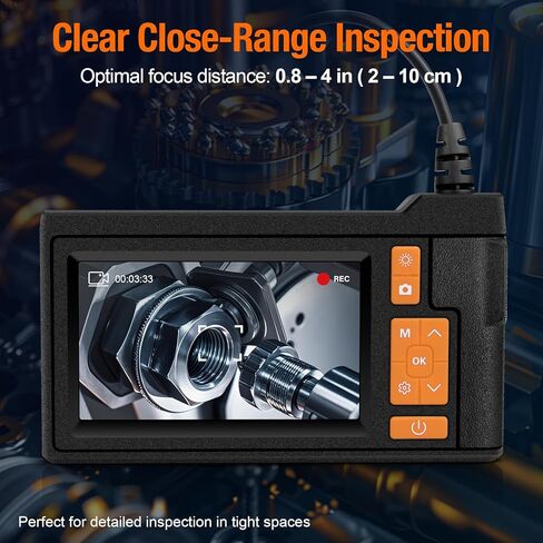كاميرا بوريسكوب مع ضوء، منظار داخلي بشاشة IPS 4.3 بوصة، كاميرا فحص بدون هاتف بدون تطبيق مع ضوء، كابل شبه صلب بطول 16.4 قدم، منظار صناعي 8 LED مع بطاقة 32 جيجابايت لفحص السيارات والأنابيب والمنزل in Kuwait