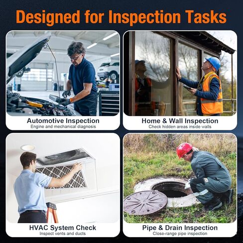 كاميرا بوريسكوب مع ضوء، منظار داخلي بشاشة IPS 4.3 بوصة، كاميرا فحص بدون هاتف بدون تطبيق مع ضوء، كابل شبه صلب بطول 16.4 قدم، منظار صناعي 8 LED مع بطاقة 32 جيجابايت لفحص السيارات والأنابيب والمنزل in Kuwait