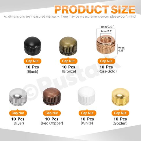 70Pcs 7 Colors M5 Cap Nut Assortment Kit Ceiling Lamp Screw Nut Lamp Shade Screw Caps Lamp Knob Nuts Ceiling Lamp Nuts Screw Cap for Light Fixture Chandeliers Wall Lights in Saudi Arabia