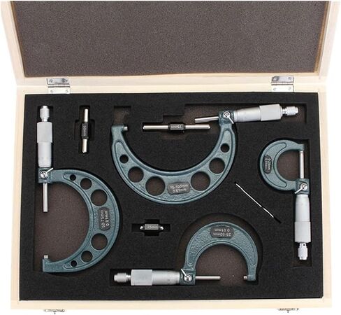 AEE2-4Pcs Outside Micrometer Set Machinist Tool 0-4Inch 0-100Mm 4 0.01Mm Accuracy Carbide Micrometer Set in Kuwait