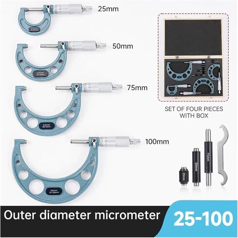 4Pcs Outside Micrometer Set Machinist Tool 0-4" 0-100mm 4 Precision 0.01mm Accuracy Carbide Micrometer Set Measure Tool in Kuwait
