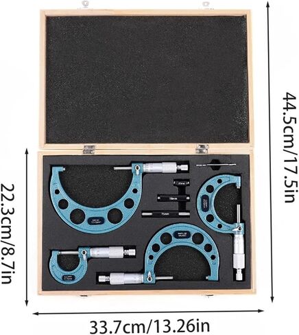 4Pcs Outside Micrometer Set Machinist Tool 0-4" 0-100mm 4 Precision 0.01mm Accuracy Carbide Micrometer Set Measure Tool in Kuwait