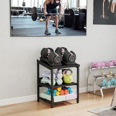 Adjustable Dumbbell Rack, 3 Tier Adjustable Dumbbell Stand, Holds 660LBS, Heavy Duty Dumbbells Weight Rack, Kettlebell Stand for Home Gym Strength Training, Rack Only in Kuwait