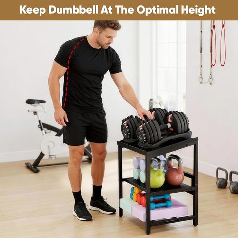 Adjustable Dumbbell Rack, 3 Tier Adjustable Dumbbell Stand, Holds 660LBS, Heavy Duty Dumbbells Weight Rack, Kettlebell Stand for Home Gym Strength Training, Rack Only in Kuwait