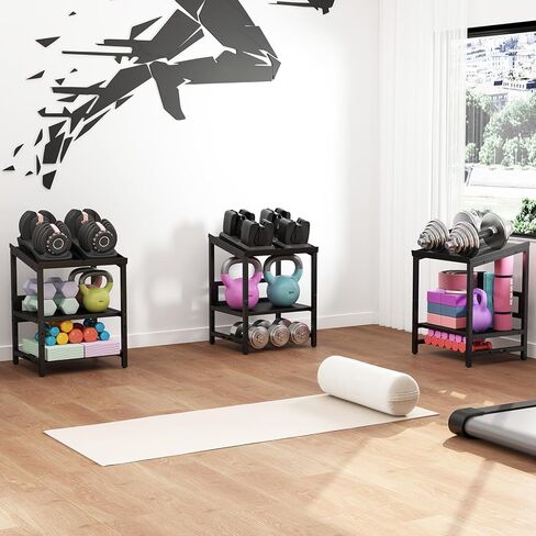 Adjustable Dumbbell Rack, 3 Tier Adjustable Dumbbell Stand, Holds 660LBS, Heavy Duty Dumbbells Weight Rack, Kettlebell Stand for Home Gym Strength Training, Rack Only in Kuwait