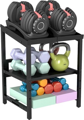 Adjustable Dumbbell Rack, 3 Tier Adjustable Dumbbell Stand, Holds 660LBS, Heavy Duty Dumbbells Weight Rack, Kettlebell Stand for Home Gym Strength Training, Rack Only in Kuwait
