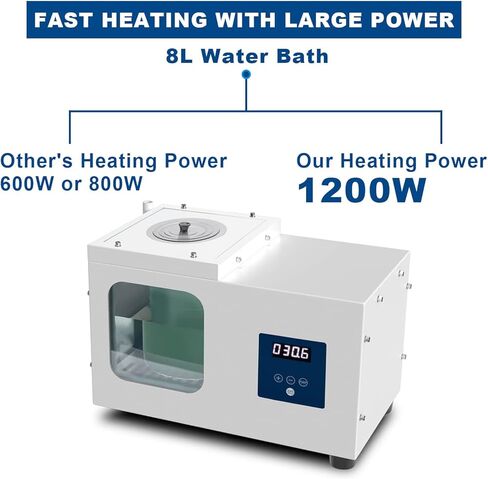 Lab Circulating Water Bath, RT-95°C Thermostatic Heater with Visible Windows, 8L Large Capacity, with Water Pump for Uniform Heating, for Chemical Samples Drying, Concentrating in Kuwait