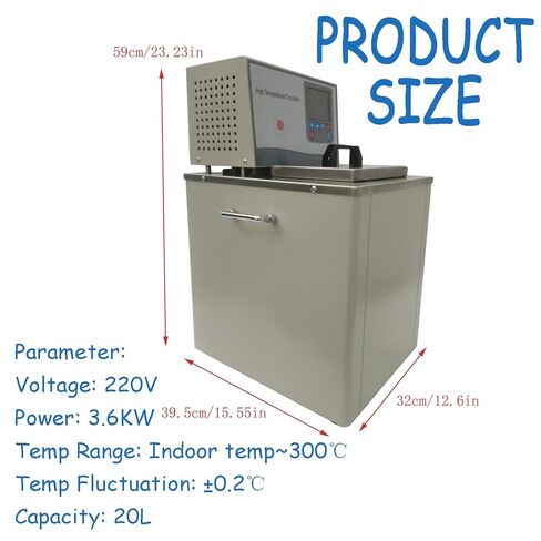 220V 20L Laboratory Thermostatic Circulator Pump 3.6KW Digital High Temperature Circulator Oil Bath with Adjustable Temp Room Temp ~ 300°C for Reactor Evaporator in Kuwait