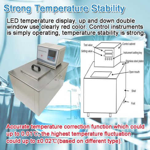 50L Lab Heated Circulator High Temperature Circulator Oil Bath 220V Thermostatic Water Bath Thermostatic 300°C Heater Circulatory System 0.01℃ Accurate Temperature Correction in Kuwait