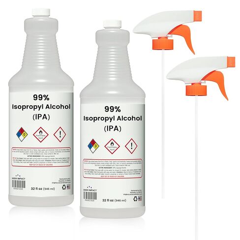 HIGH Impact Isopropyl Alcohol 99% (IPA) with Spray - Made in The USA - 32oz - Pack of 2 in Kuwait