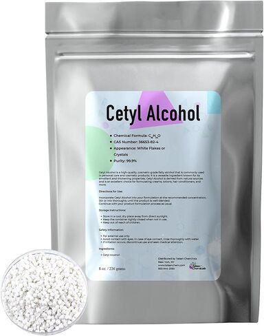 Cetyl Alcohol Cosmetic Grade 16 Ounce / 453 Grams - Cetyl Alcohol Emulsifying Wax Organic for Lotion Making & Thickener for Skin Care Products, Moisturizing Ingredient for Dry Skin by Talsen Chemical in Kuwait