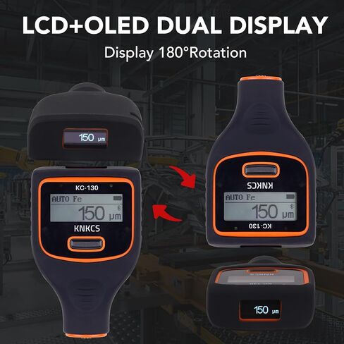 مقياس عمق الطلاء - مقياس سمك الطلاء ذو ​​الشاشة المزدوجة للحديد / الألومنيوم / الزنك / حشو جسم السيارة، مقياس سمك الطلاء مع الكشف التلقائي عن المواد، نطاق 0 ~ 3000 ميكرومتر، إنشاء تقرير قياس تلقائي in Kuwait