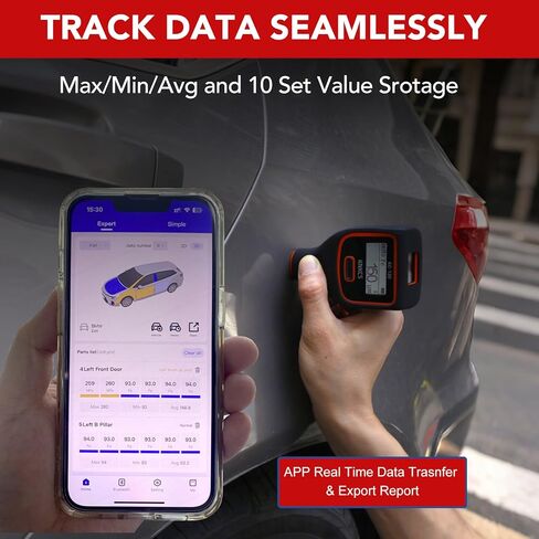 مقياس عمق الطلاء - مقياس سمك الطلاء ذو ​​الشاشة المزدوجة للحديد / الألومنيوم / الزنك / حشو جسم السيارة، مقياس سمك الطلاء مع الكشف التلقائي عن المواد، نطاق 0 ~ 3000 ميكرومتر، إنشاء تقرير قياس تلقائي in Kuwait