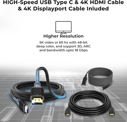 Dell WD19DCS Docking Station Performance Dock Bundle with 240W Power Adapter (210W Power Delivery) + HDMI Cable + Display Port Cable + USB-C Cable + Microfiber Cloth Included (Renewed) in Kuwait