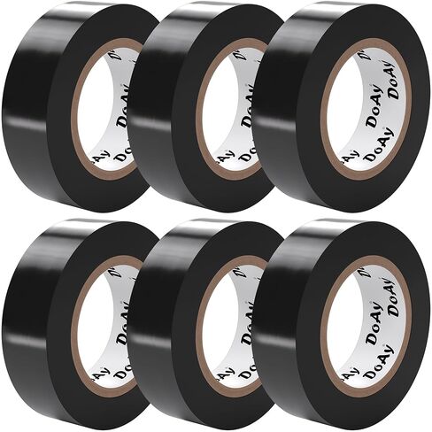 6 Pack White Electrical Tape - Waterproof PVC Tape 0.75 Inch Wide - Weather Resistant, Strong Adhesive, Flame Retardant - High Temp Vinyl Tape for Indoor & Outdoor Use - 180 Feet Total in Kuwait