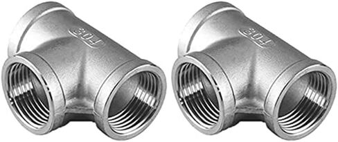 JoyTube 1" Female NPT Tee Adapter Cast Pipe Fitting Stainless Steel 3 Way Shape Connector，Pack of 2 in Saudi Arabia